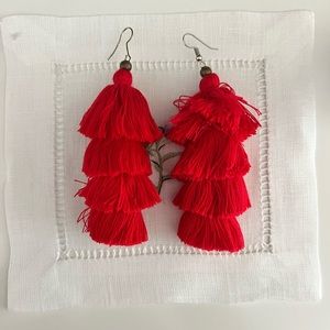 Red tassel earrings